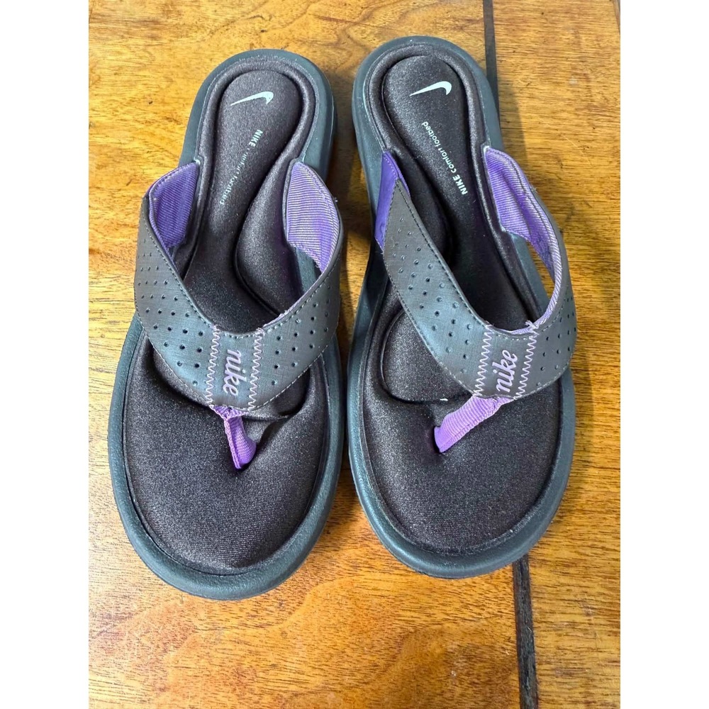 Nike Womens Size 7 Brown Purple Flip Flop Comfort Footbed Thong Sandals